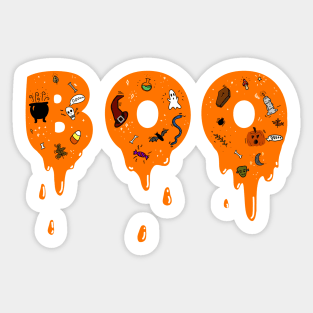 Boo letters with Halloween illustrations Sticker